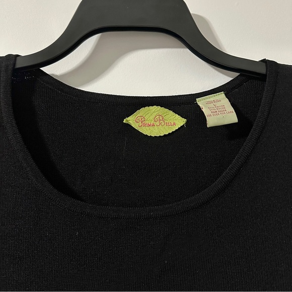 Vintage Y2K Prima Bella Black Knit Tank Top Womens Size Large Minimalist Classic - Picture 3 of 14